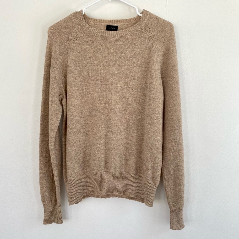 J. Crew Tan/ Beige 100% Lambswool Sweater Crew Neck